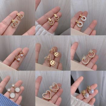 360Home Silber pin Perle luftige Vintage Ohrringe E2505 weiß